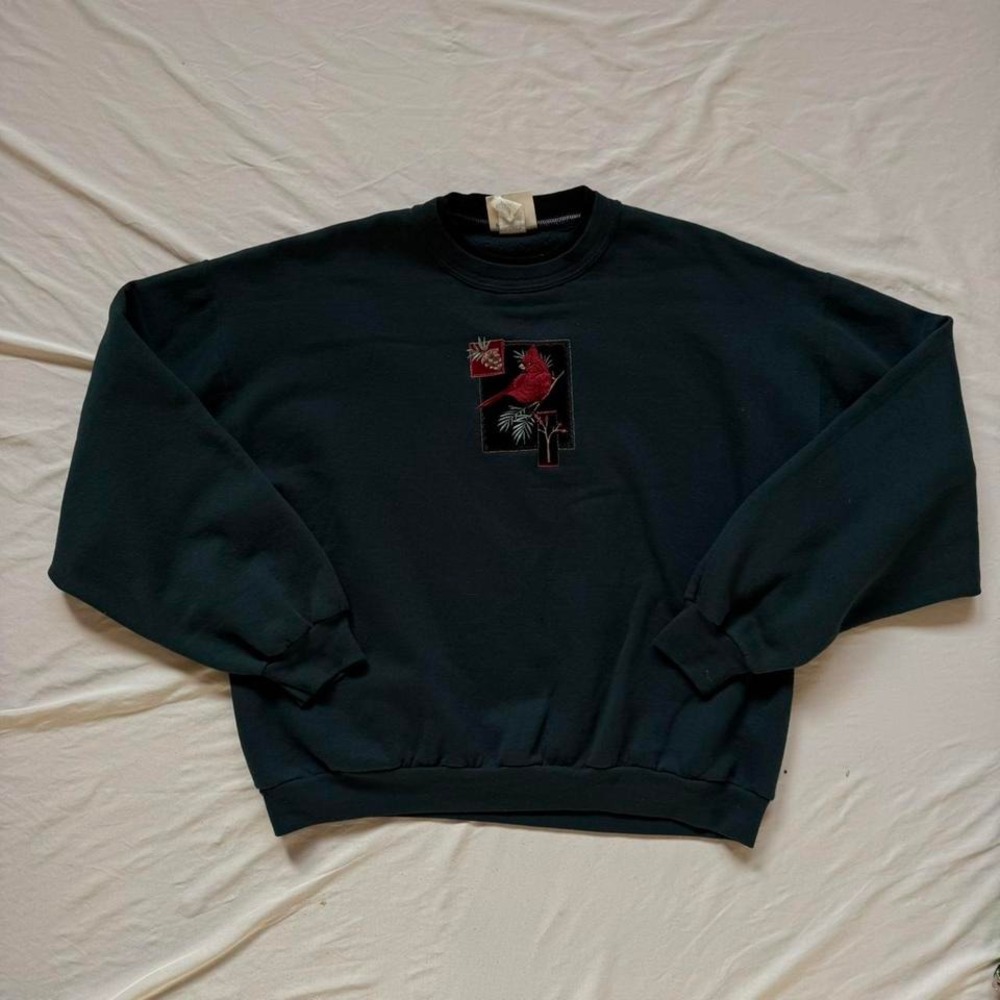 Vintage 80s Top Stitch Cardinal Green Crewneck Sweatshirt Sz L